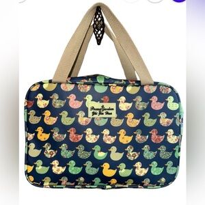 Peony Garden Duck Print Insulated Work Lunch Bag Cooler Tote Reusable Lunch Tote